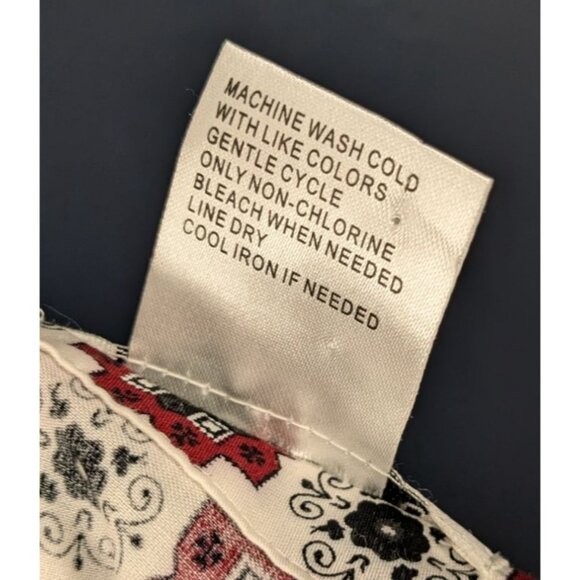 Como Woman Floral Print Tunic 3X 100% Cotton Short Sleeve Red/Black/White - Picture 9 of 10